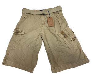 🍏🍏🍏 NWT ACROSS THE POND MENS CARGO BELTED COTTON SHORTS SIZE 33